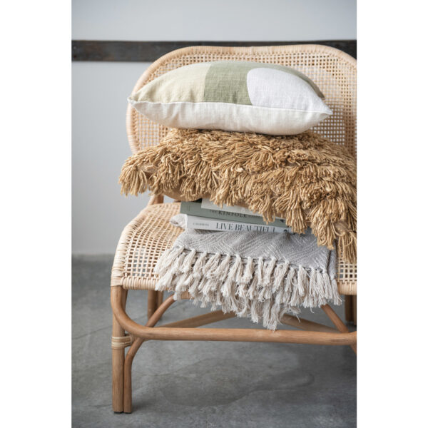 Woven Recycled Cotton Blend Throw with Fringe - Image 2