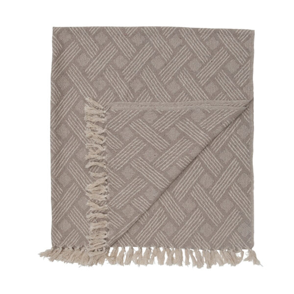 Woven Recycled Cotton Blend Throw with Fringe - Image 3