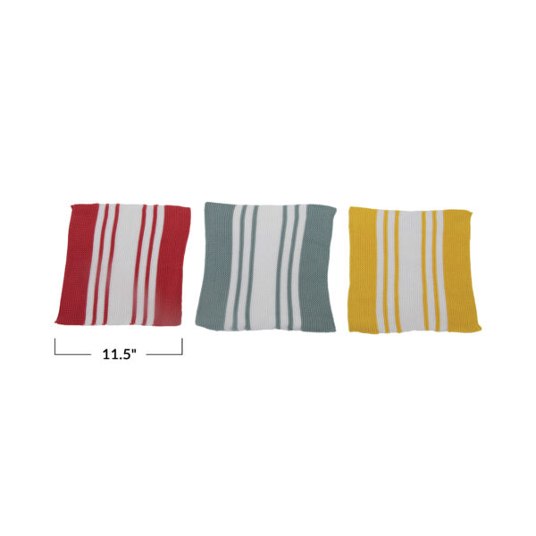 Cotton Knit Striped Dish Cloth - Image 3