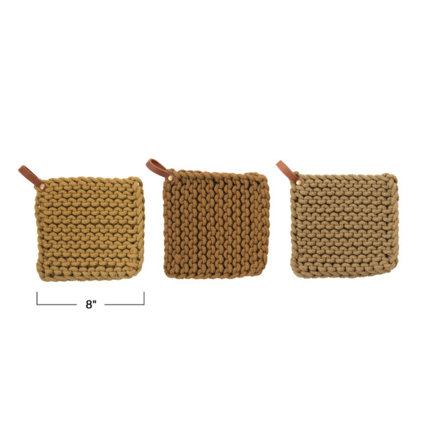 Crocheted Pot Holder with Leather Loop - Image 4