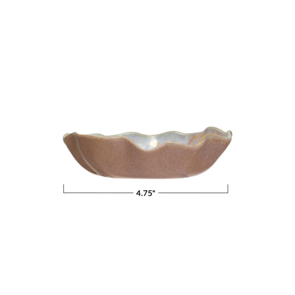 Stoneware Fluted Dish with Gold Electroplated Dots & Edge - Image 3