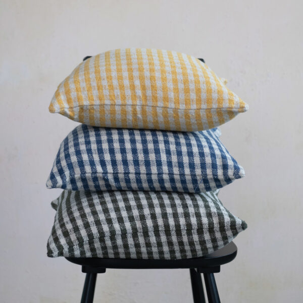 Woven Recycled Cotton Gingham Pillow - Image 3