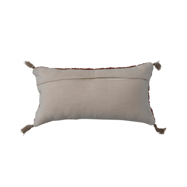 Woven Cotton Slub Lumbar Pillow w/Diamond Pattern & Jute Tassels - Image 4