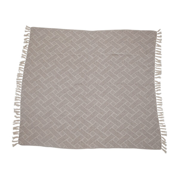 Woven Recycled Cotton Blend Throw with Fringe