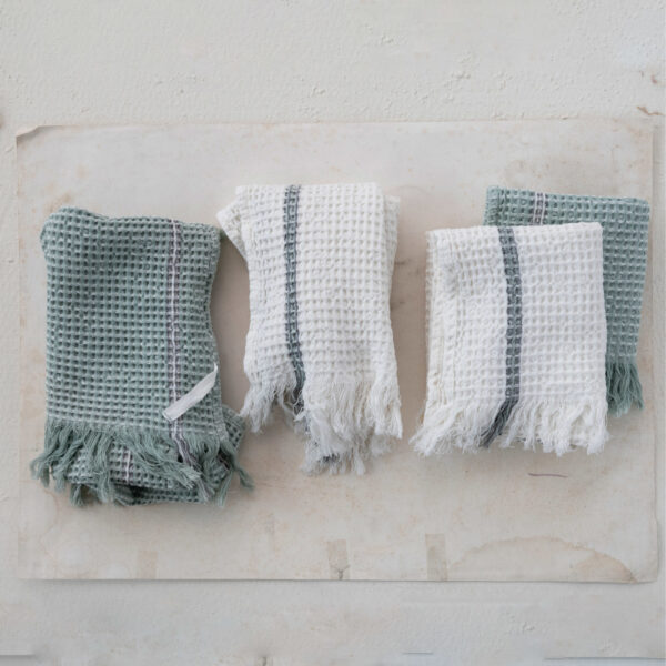 Cotton Waffle Weave Tea Towels w/Fringe - Image 3