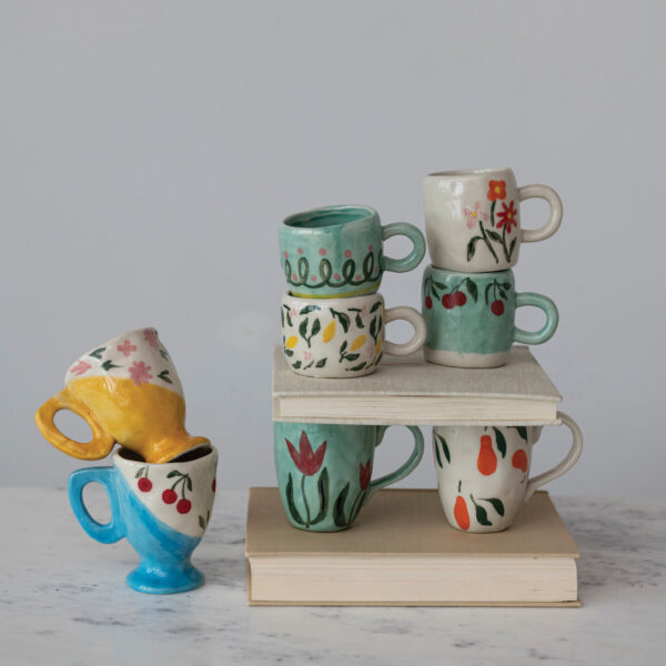 Hand-Painted Stoneware Espresso/Child's Mug - Image 3