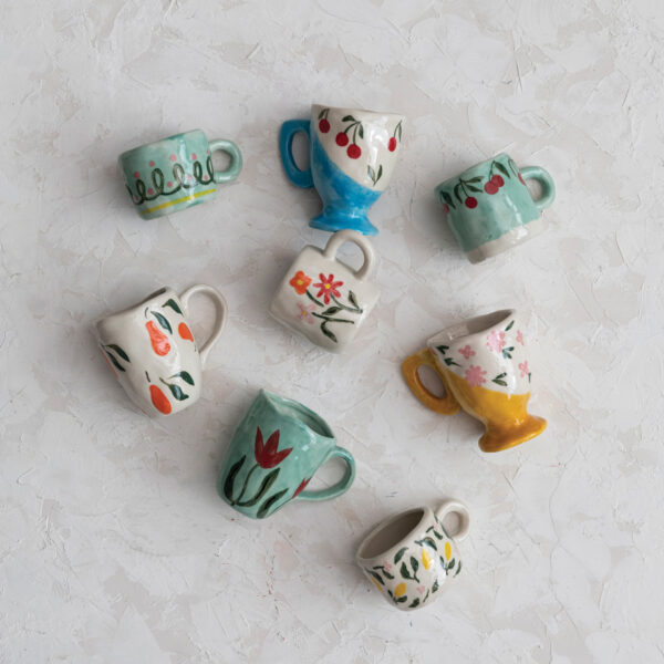 Hand-Painted Stoneware Espresso/Child's Mug - Image 4