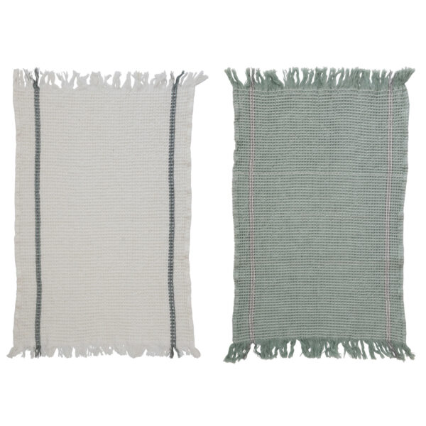 Cotton Waffle Weave Tea Towels w/Fringe