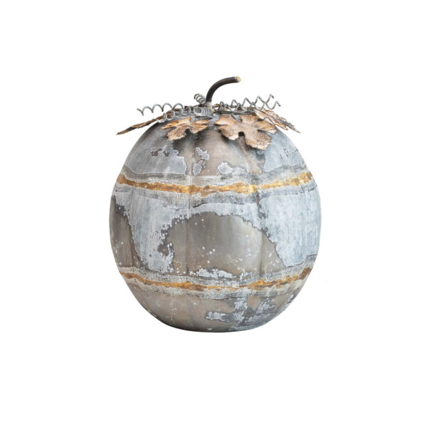 Distressed Galvanized Metal Pumpkin 8-1/4"