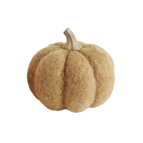 Medium Wool Pumpkin Figurine with Resin Stem