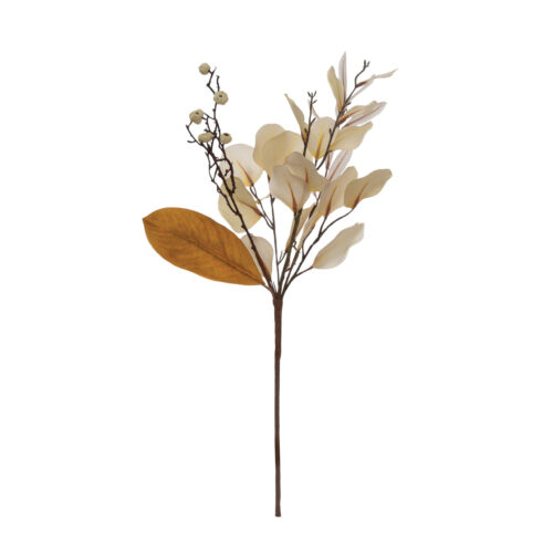 22"H Faux Magnolia and Eucalyptus Pick with Mini Pumpkins