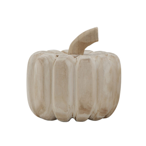 Small Hand-Carved Paulownia Wood Pumpkin