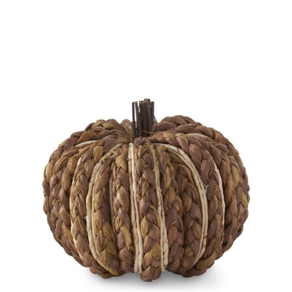 Braided Corn Husk Pumpkin | Brown