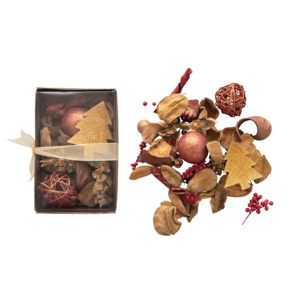 Dried Natural Organic Mix in Box, Red and Gold Finish