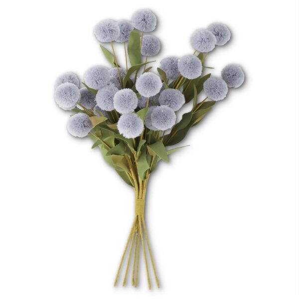 Gray Blue Pompom Pick w/ Green Eva Leaves