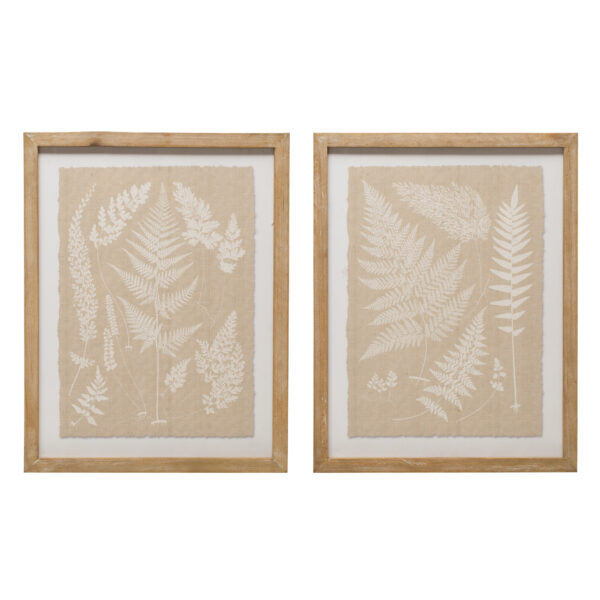 Wood Framed Wall Décor with Fern Fronds