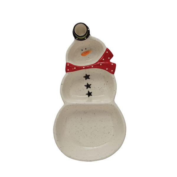 Stoneware Snowman Dish with Top Hat Toothpick Holder