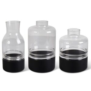 Clear Glass Vase w/ Black Bottom
