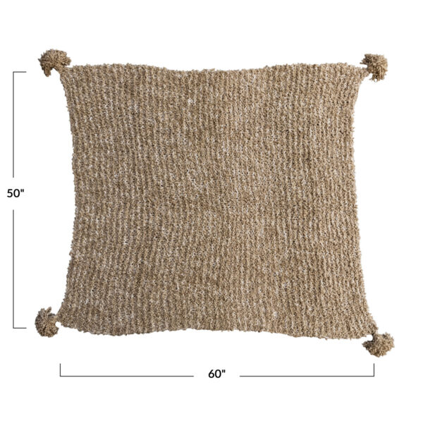 Woven Fabric Chunky Knit Throw w Tassels - Image 2