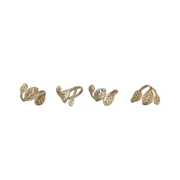 Brass Leaf Shaped Napkin Rings