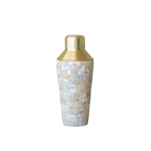 Stainless Steel & Mother of Pearl Inlaid Cocktail Shaker