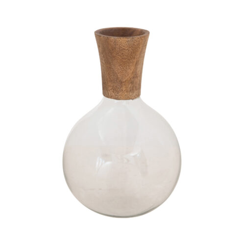 Glass and Mango Wood Decanter