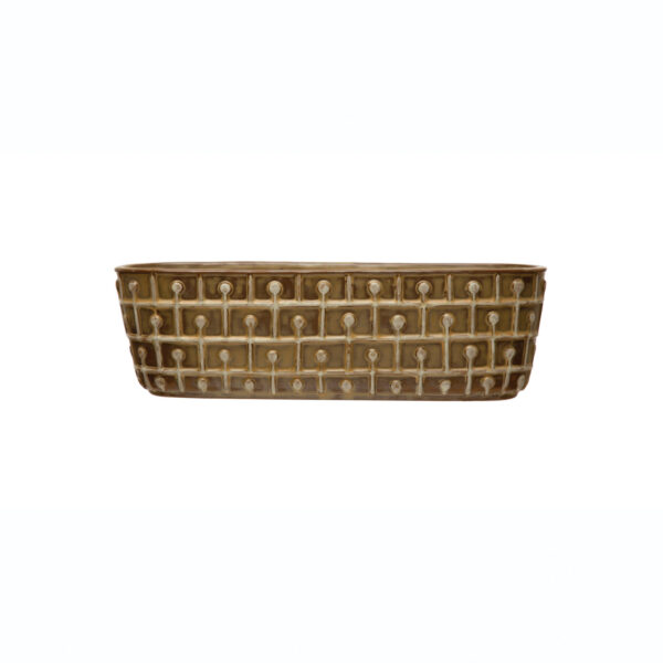 Embossed Stoneware Window Planter with 3 Sections