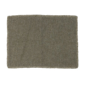 Woven Cotton Blend Placemat w/ Metallic Thread & Fringe