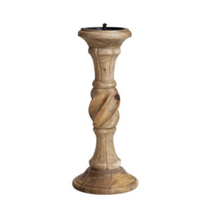 Hand-Carved Mango Wood Pillar Holder