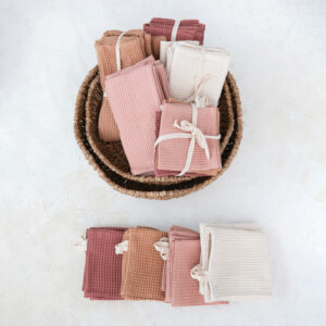 Oversized Woven Linen & Cotton Waffle Tea Towel w/ Loop