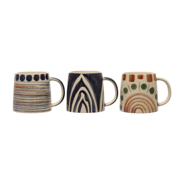 Hand-Painted Stoneware Mug w/ Design