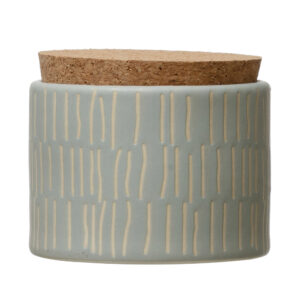Debossed Canister with Pattern and Cork Lid 3" H