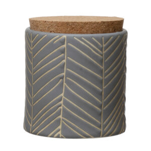 Debossed Canister with Pattern and Cork Lid 4-1/4" H