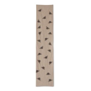 Tan Table Runner w/Black Embroidered Bees