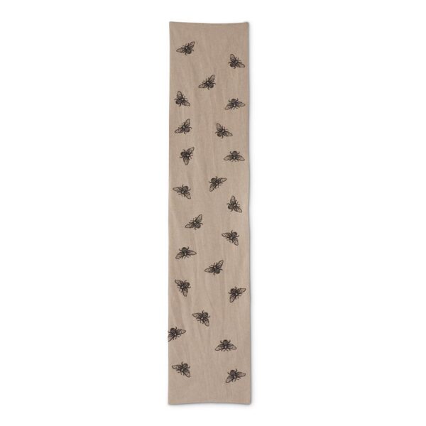 Tan Table Runner w/Black Embroidered Bees