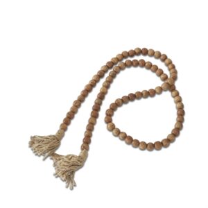 Chunky Natural Wood Bead Garland w/Jute Tassels