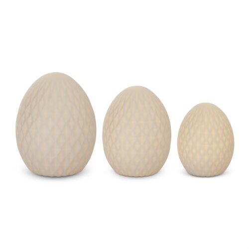 Embossed White Porcelain LED Easter Eggs