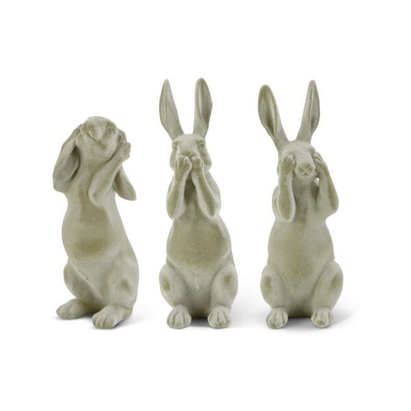 Green Velvet Resin Hear No See No Speak No Evil Bunnies