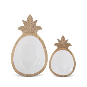 Nesting Carved Wood Pineapple Bowls