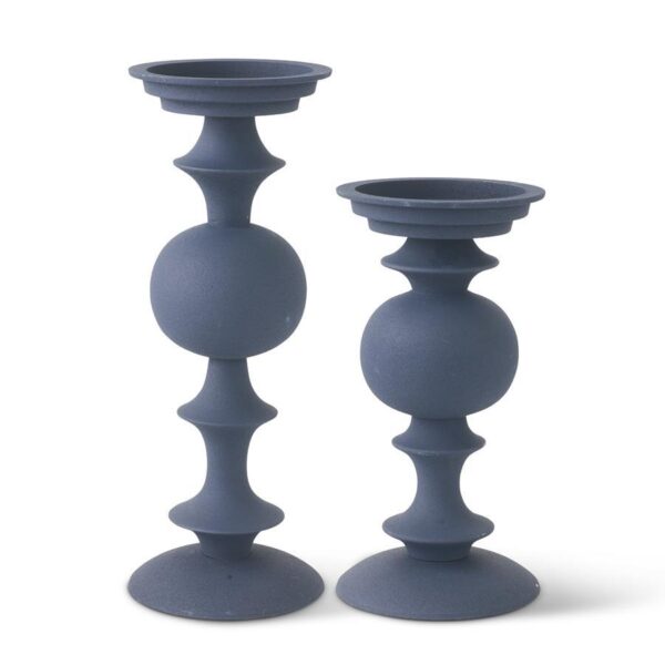Navy Blue Matte Metal Candleholders