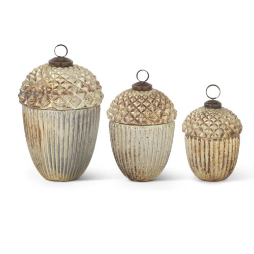 Burnt Champagne Glass Lidded Acorns