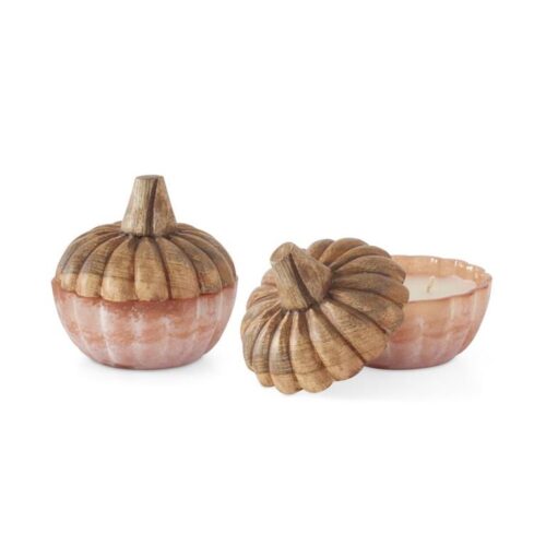 Powdered Orange Textured Glass 2 Wick Pumpkin Candle