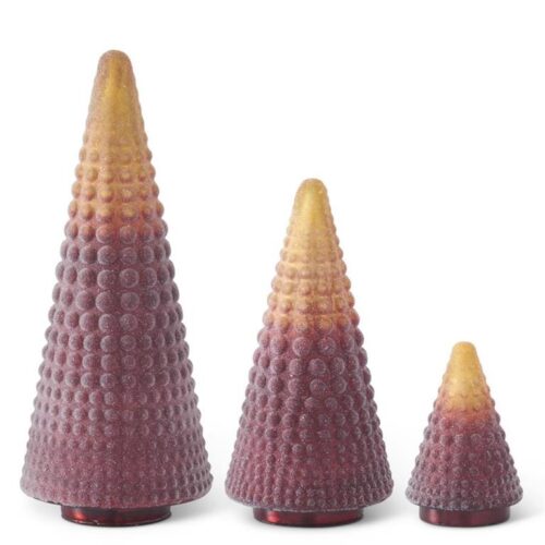 Sugared Burgundy and Gold Ombre Raised Dot Glass Trees
