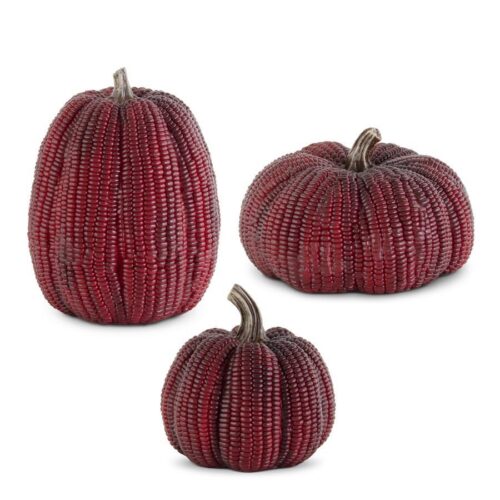 Burgundy Resin Indian Corn Pumpkin