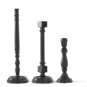 Black Wood Taper Candleholders