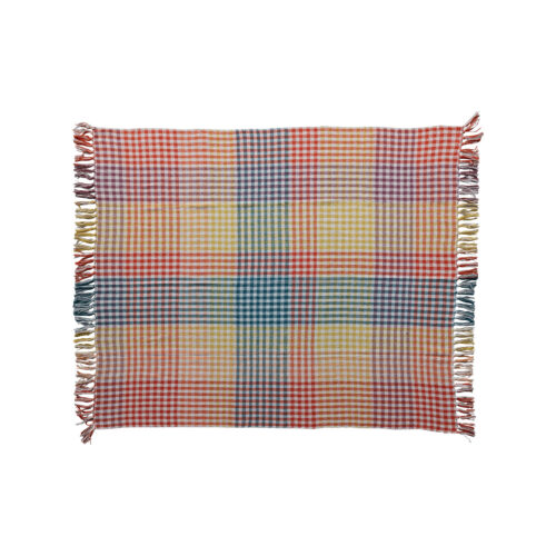 Woven Cotton Throw w Fringe, Multi