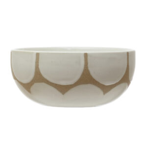 Hand-Painted Stoneware Bowl | Scallop Design