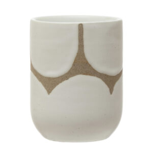 Hand-Painted Stoneware Cup | Scallop Design