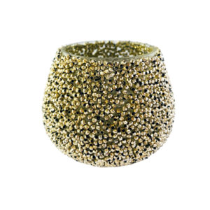 Glass Votive Holder w Glass Beads
