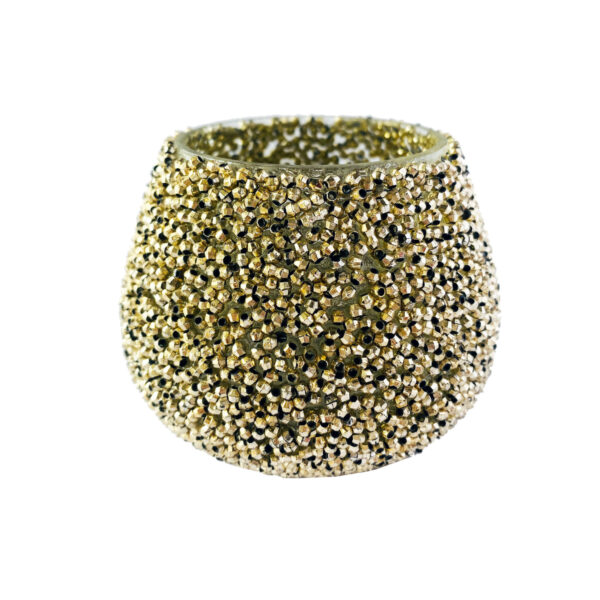 Glass Votive Holder w Glass Beads